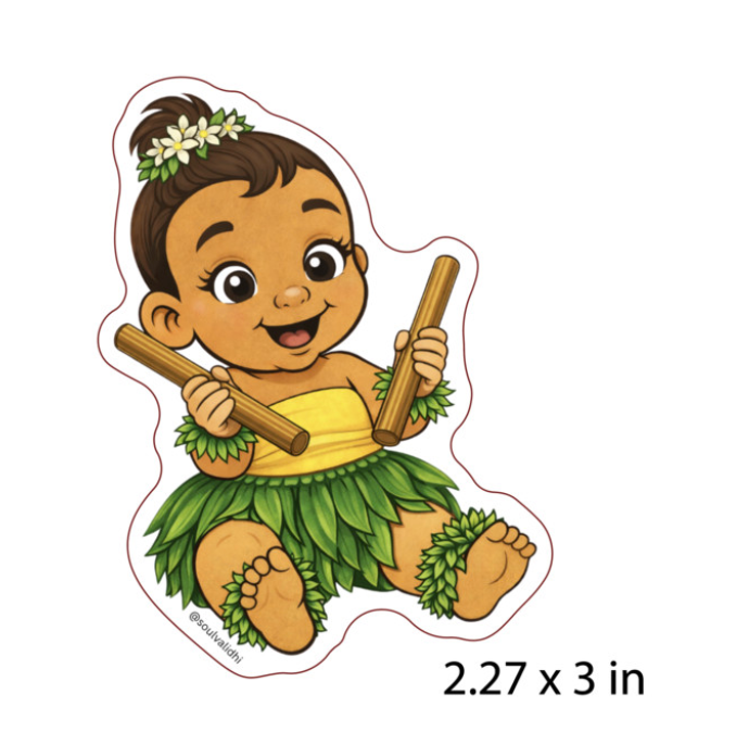 Kini Baby Vinyl Sticker Hula Baby with Kālaʻau