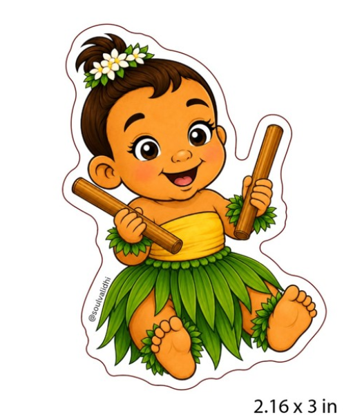 Kini Baby Vinyl Sticker Hula Baby with Kālaʻau