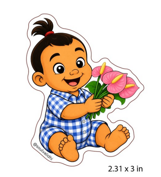 Kini Baby Vinyl Sticker Palaka Baby with Anthuriums