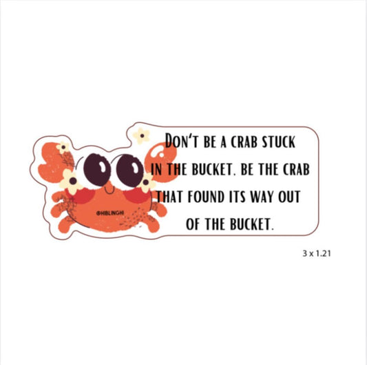Crab in a bucket die cut vinyl sticker, Hawaii stickers