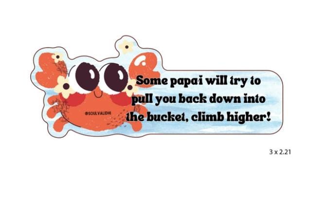 Papaʻi in a bucket die cut vinyl sticker, Hawaii stickers